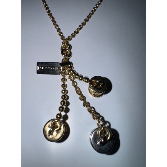 Coach Cylinder Charm Necklace With Gold & Silver Accents - Picture 3 of 7